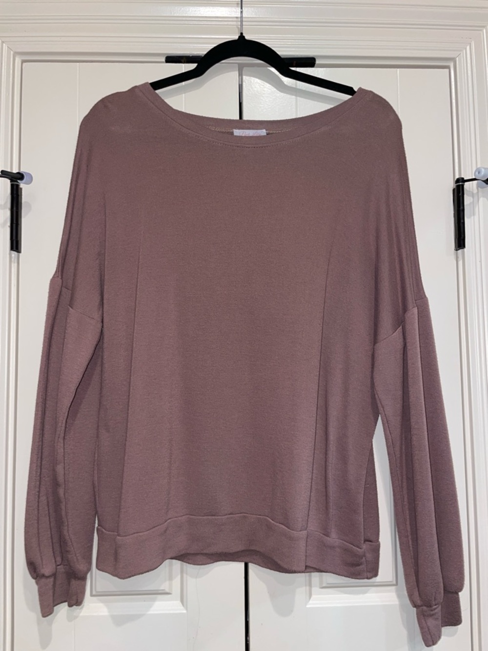 Pink Lily Dusty Mauve Boatneck Sweatshirt